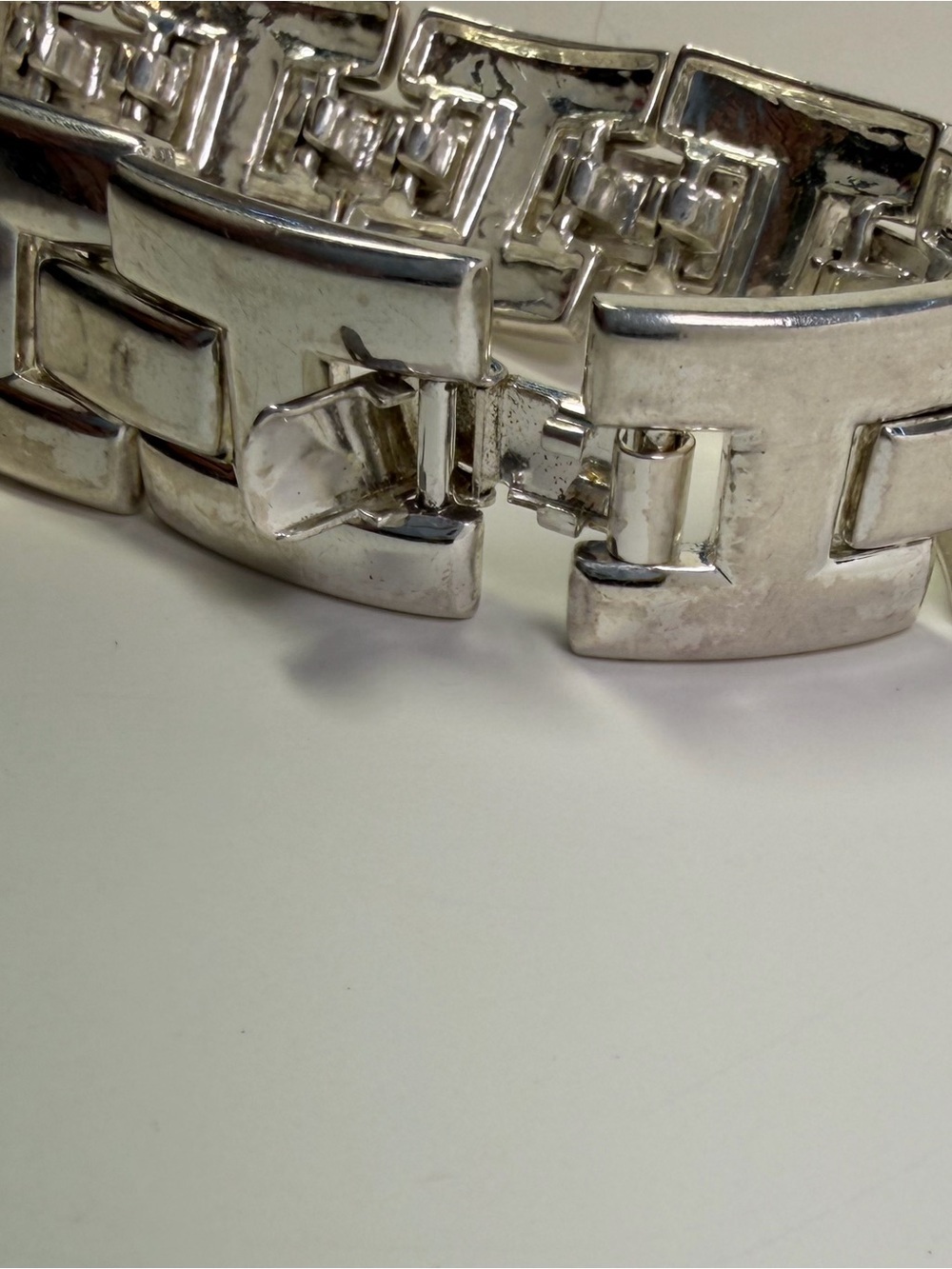 Retro Silver Geometric Link Bracelet - Picture 8 of 9